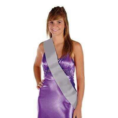 Satin Sash-Customizable-Silver-One Size Fits Most-1 Count