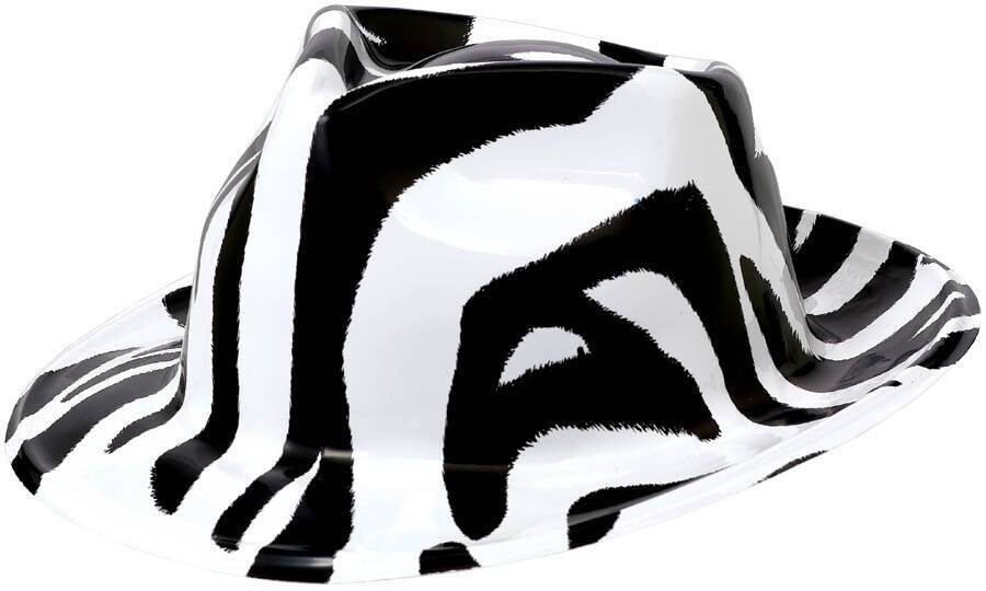 Fedora-Totally 80&#39;s Zebra Print-Plastic