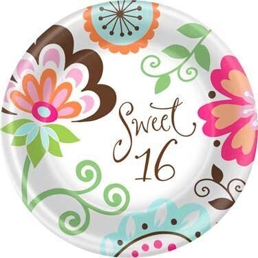 Plates-BEV-Sweet Sixteen-8pk-Paper