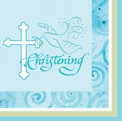 Napkins-LN-Blue Faithful Dove Christening-16pkg-3ply (Seasonal) - Discontinued