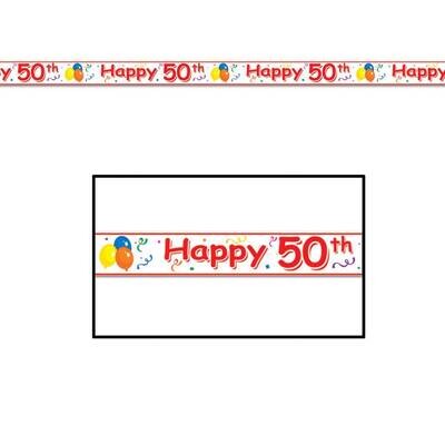 Party Tape-Plastic-Happy 50th Birthday-1pkg-20ft