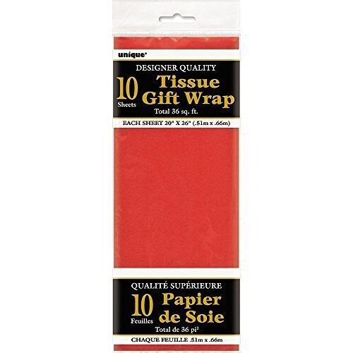 Tissue Gift Wrap- Red- 10 Sheets (20&quot;x26&quot; Each)