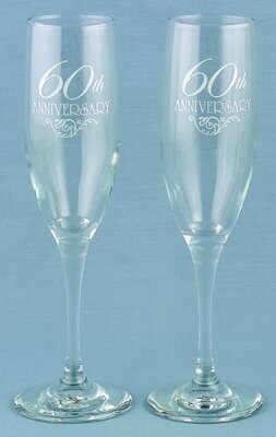 Champagne Glasses-60th Anninversary-2pk/6oz