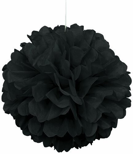 Puff Ball Decor- Black- 16&quot;