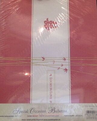 Wedding Bulletin-Red and White-100 Sheets-11&quot;