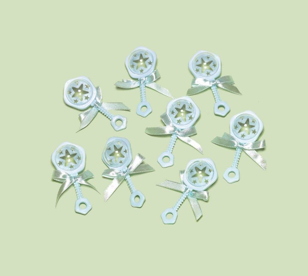 Favor Charms-Rattle/Blue-8pk