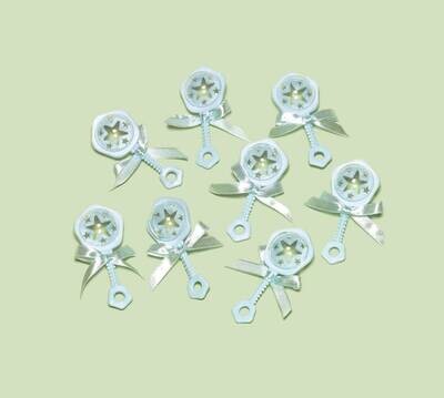 Favor Charms-Rattle/Blue-8pk