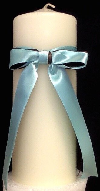 Wedding Candle-Blue Ribbon-9&#39;&#39;