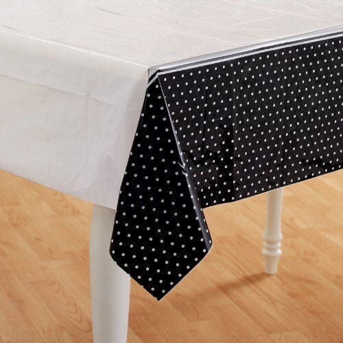 Tablecover-Rectangle-White &amp; Black Dots-Plastic (Discontinued)