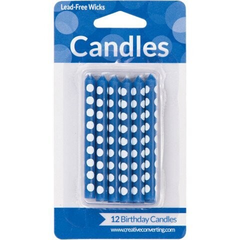 Candles-True Blue Dots-3.5&#39;&#39;-12pkg