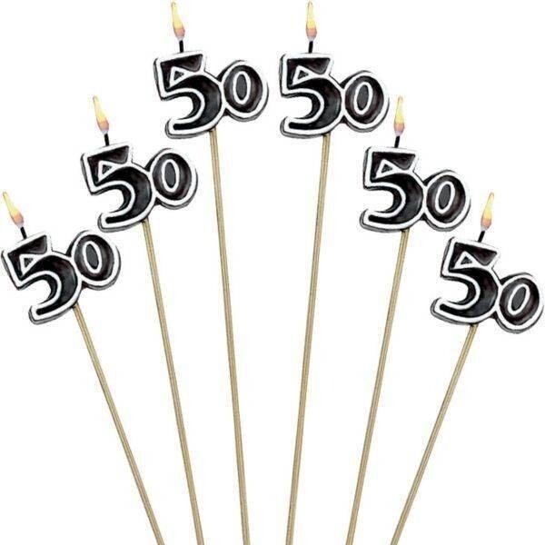 Candles - 50th - 6pk - 9.5&#39;&#39;
