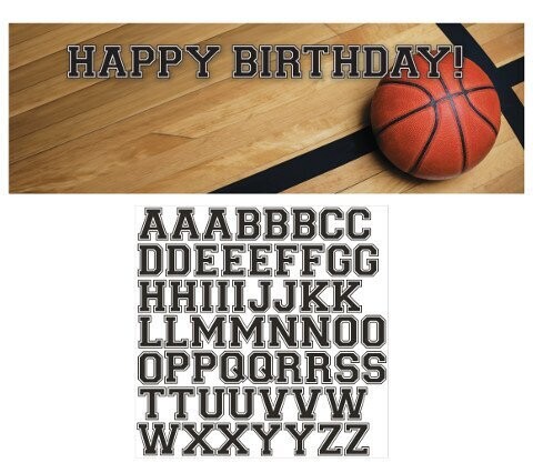 Party Banner-Plastic-Customizable-Basketball-1pkg