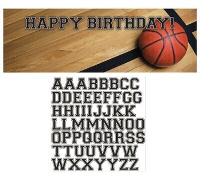 Party Banner-Plastic-Customizable-Basketball-1pkg