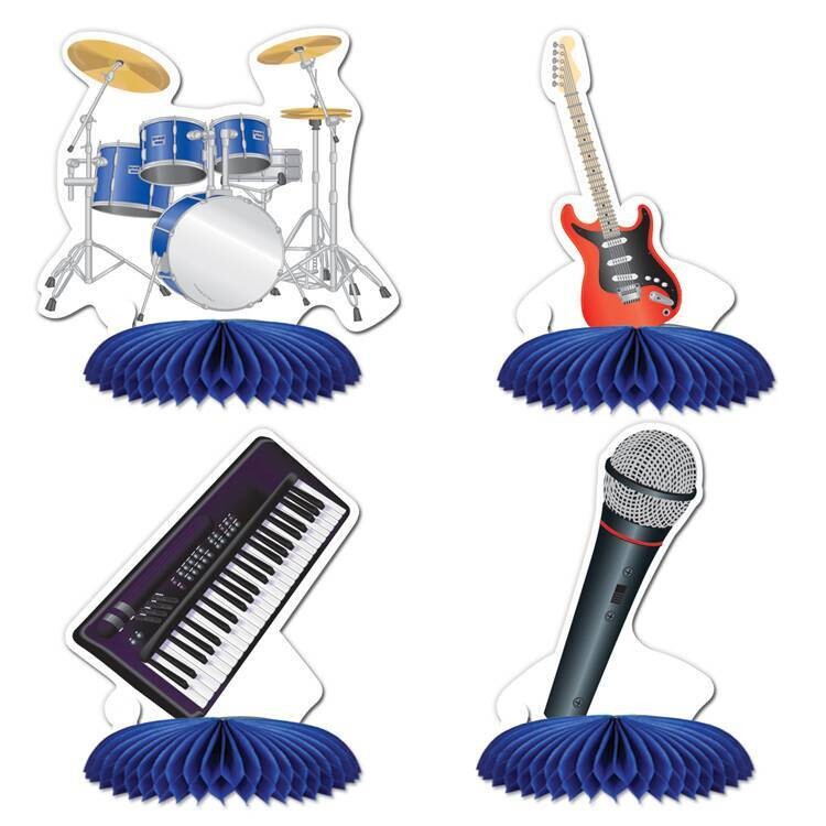 Centerpiece Kit-Honeycomb-Band Playmates-4pkg-4.5&quot;