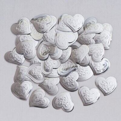 Confetti-Embossed Silver Hearts-14g