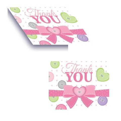 Thank You Cards-Cute as a Button Girl-8pkg