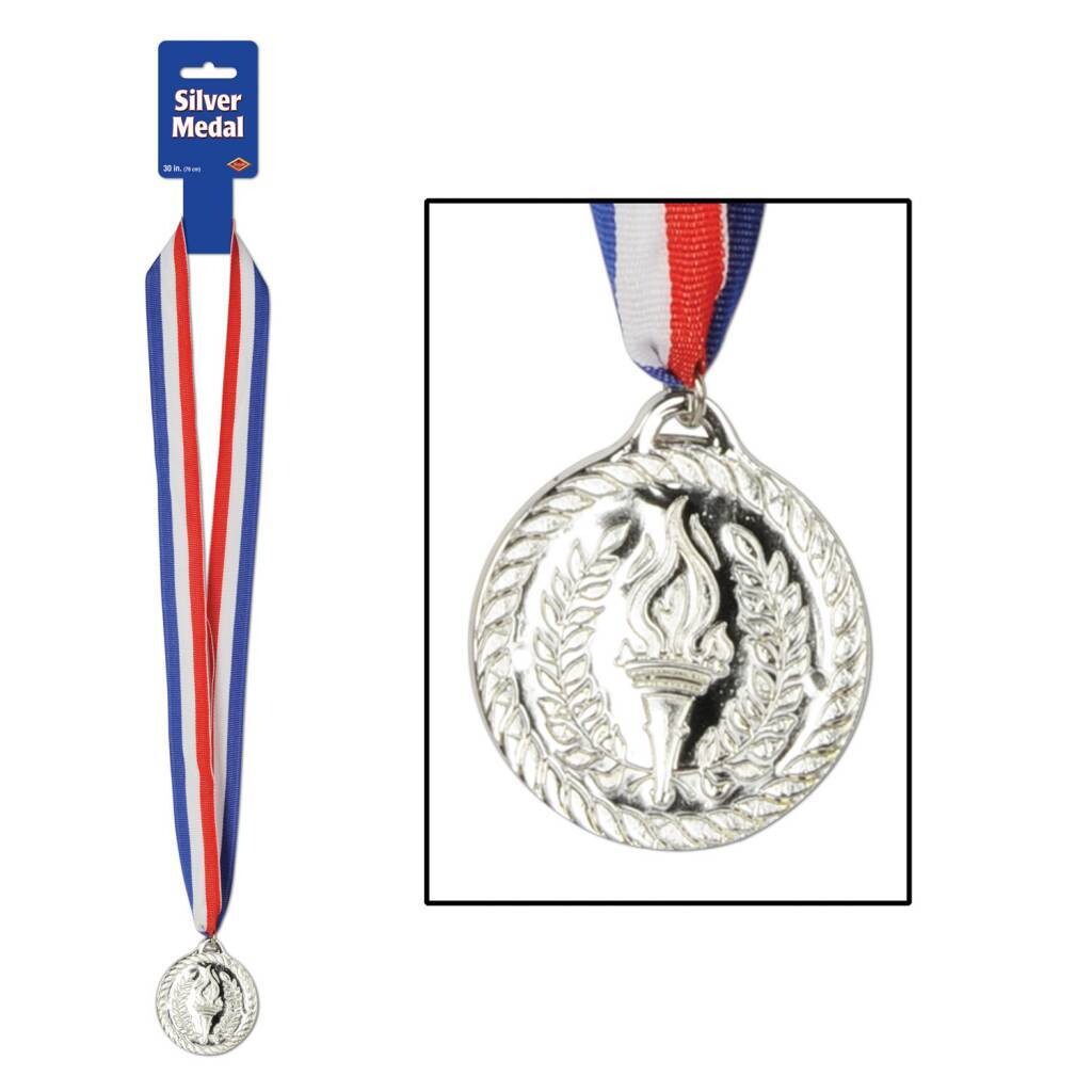 Award Medal-Silver with Ribbon-1pkg-30&quot;