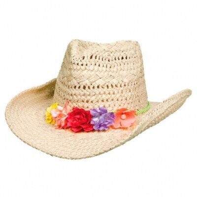 Oasis Cowboy Hat-with Flowers- Straw &amp; Fabric