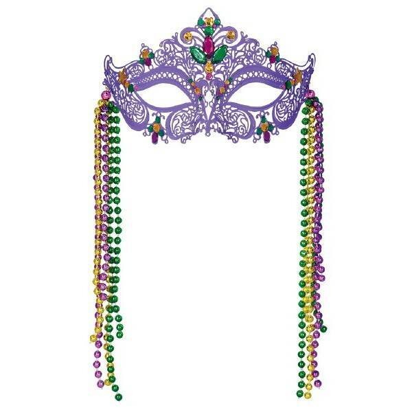 Mask-Mardi Gras-Filigree-w/beads-4&#39;&#39; x 7&#39;&#39;