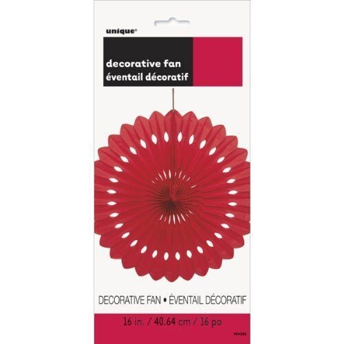 Hanging Decorations-Decorative Fan-Red-Paper-16&quot;