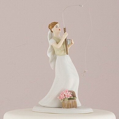 Cake Topper-Caucasian Fishing Bride-1pkg-13cm
