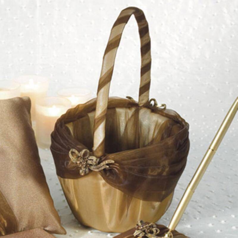 Flower Girl Basket-Bronze and Brown-1pkg-10&quot;
