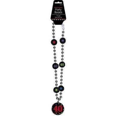 Necklace-Beads-40th Birthday- w/Medallion-17&#39;&#39;