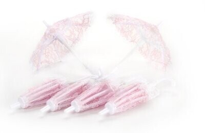 Umbrellas-Mini-Baby Shower-Pink-Lace-6pk