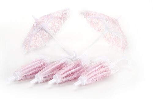 Umbrellas-Mini-Baby Shower-Pink-Lace-6pk