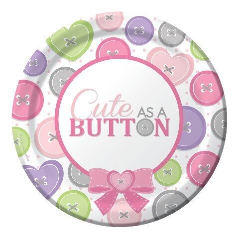 Plates-BEV-Cute as a Button Girl-8pkg-Paper - Discontinued