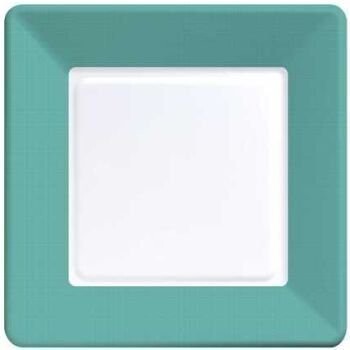 Plates-LN-Tropical Teal Border-12pkg-Paper (Discontinued)