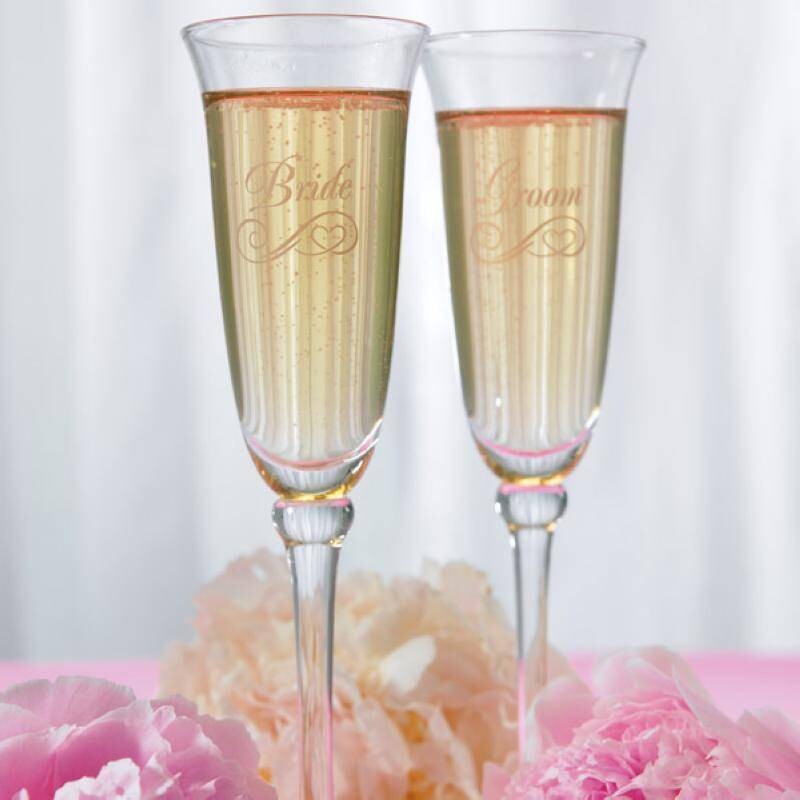 Etched Toasting Flute Glass-Groom-1pkg-10&quot;