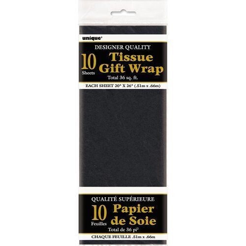 Tissue Gift Wrap- Black- 10 Sheets (20&quot;x26&quot; Each)