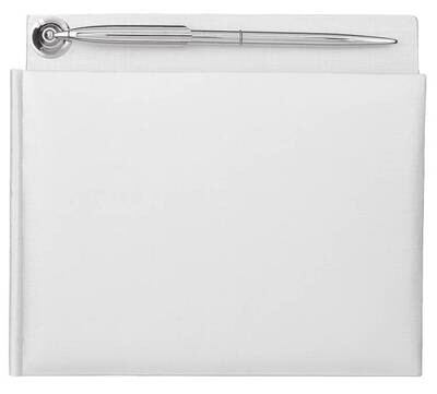 Guest Book-White Pearlized-w/Silver Electroplated Pen