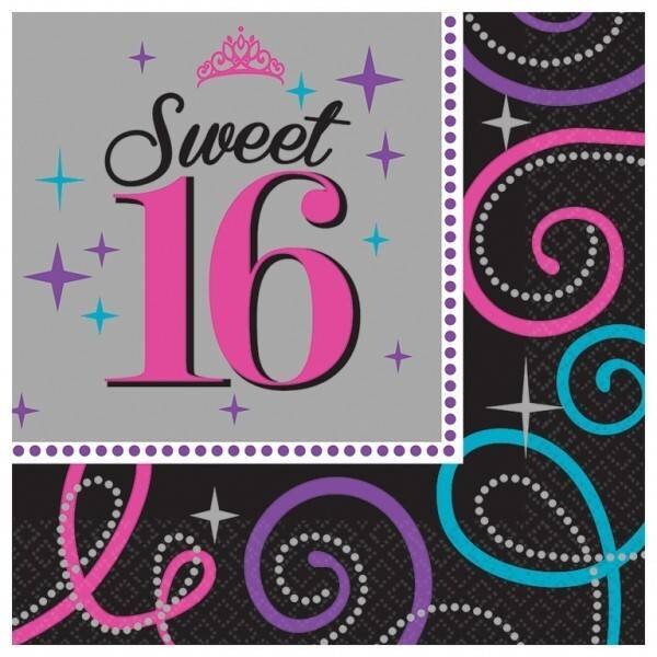 Napkins-LN-Sweet 16 Celebration-16pk-2ply - Discontinued