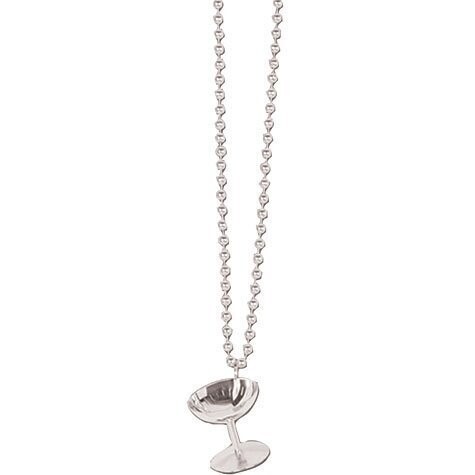 Necklace- Champagne Glass-Silver-36&#39;&#39;