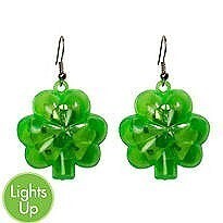 Light Up Earrings-St. Patrick's Day Clovers-1pkg
