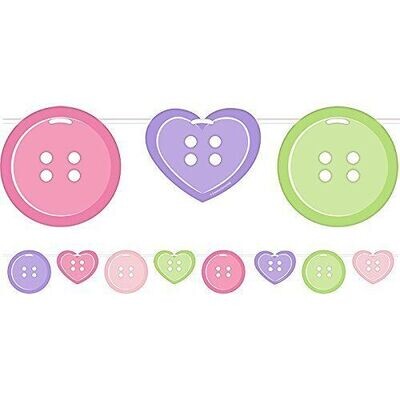 Banner-Ribbon-Cute as a Button Girl-1pkg-6ft