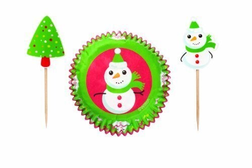 Baking Cups &amp; Picks-Christmas Snowman-24pkg