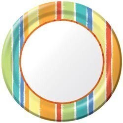 Plates-LN-Sunshine Stripes-8pkg-Paper (Discontinued/Final Sale)