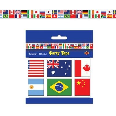 Party Tape-Plastic-International Flags-1pkg-20ft