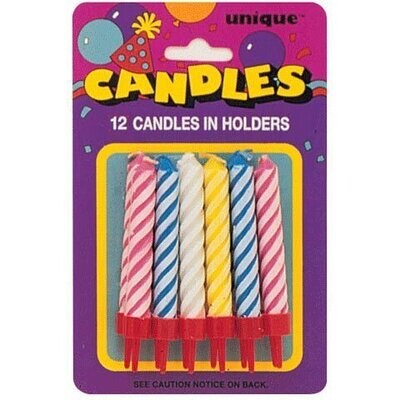 Candles-Birthdays-w/ holders-12pk