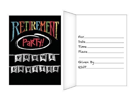 Invitations-Happy Retirement Chalk-8pkg