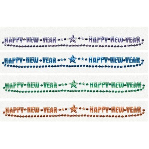 Bead Necklace-Happy New Year-Jewel Tone Beads-32&#39;&#39;