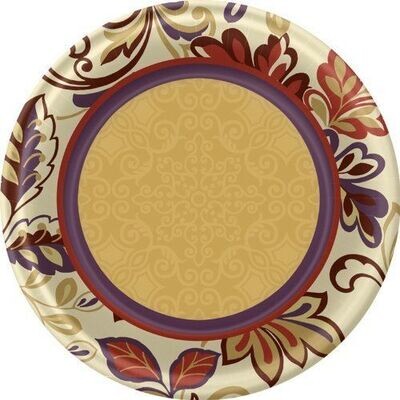 Plates-BEV-Golden Tapestry-8pk-Paper(Discountinued/Final Sale)