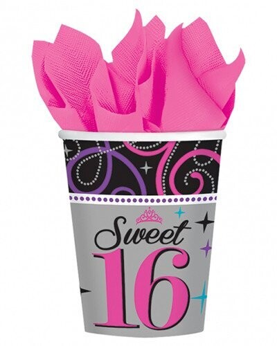 Cups-Sweet 16-Paper-9oz-8pk