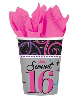 Cups-Sweet 16-Paper-9oz-8pk