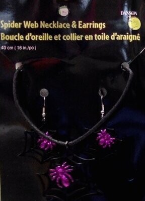 Costume Accessory-Spider Web Necklace &amp; Earrings-1pkg-16&quot;