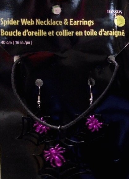Costume Accessory-Spider Web Necklace &amp; Earrings-1pkg-16&quot;
