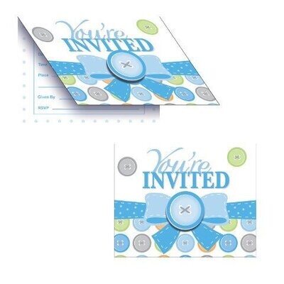 Invitations-Cute As A Button Boy-8pkg